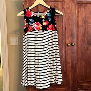 Bellamie Floral/ Black/white striped Sz S